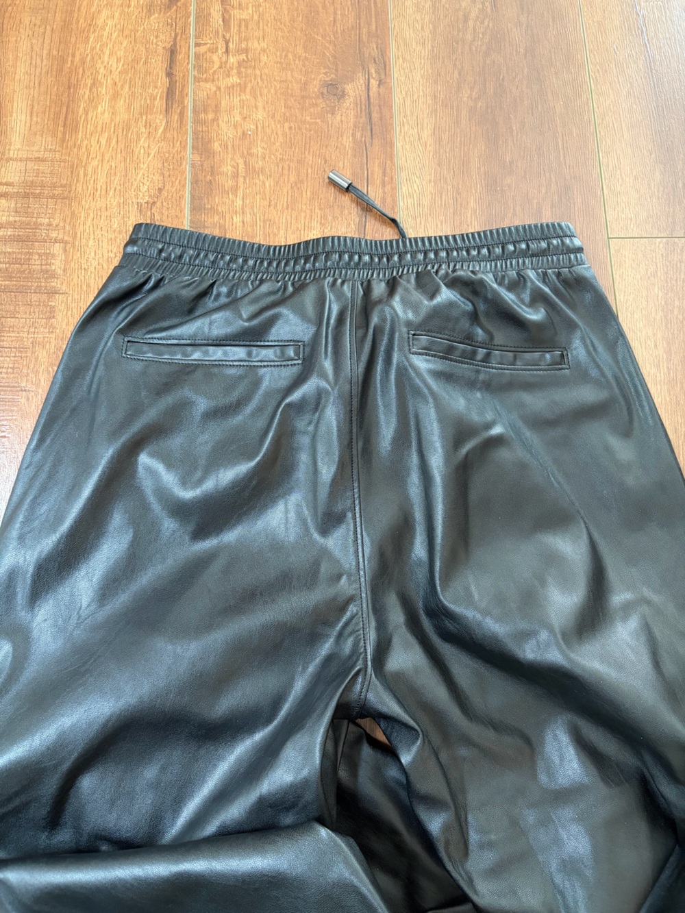 PAIGE Black Faux Leather Drawstring Joggers - Picture 6 of 9